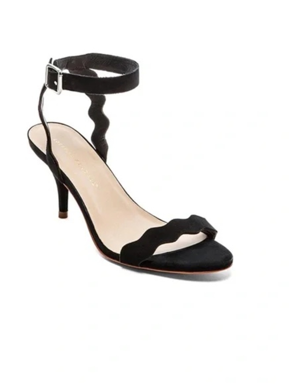 Loeffler Randall Reina Black suede scalloped Ankle-Strap Sandal 8